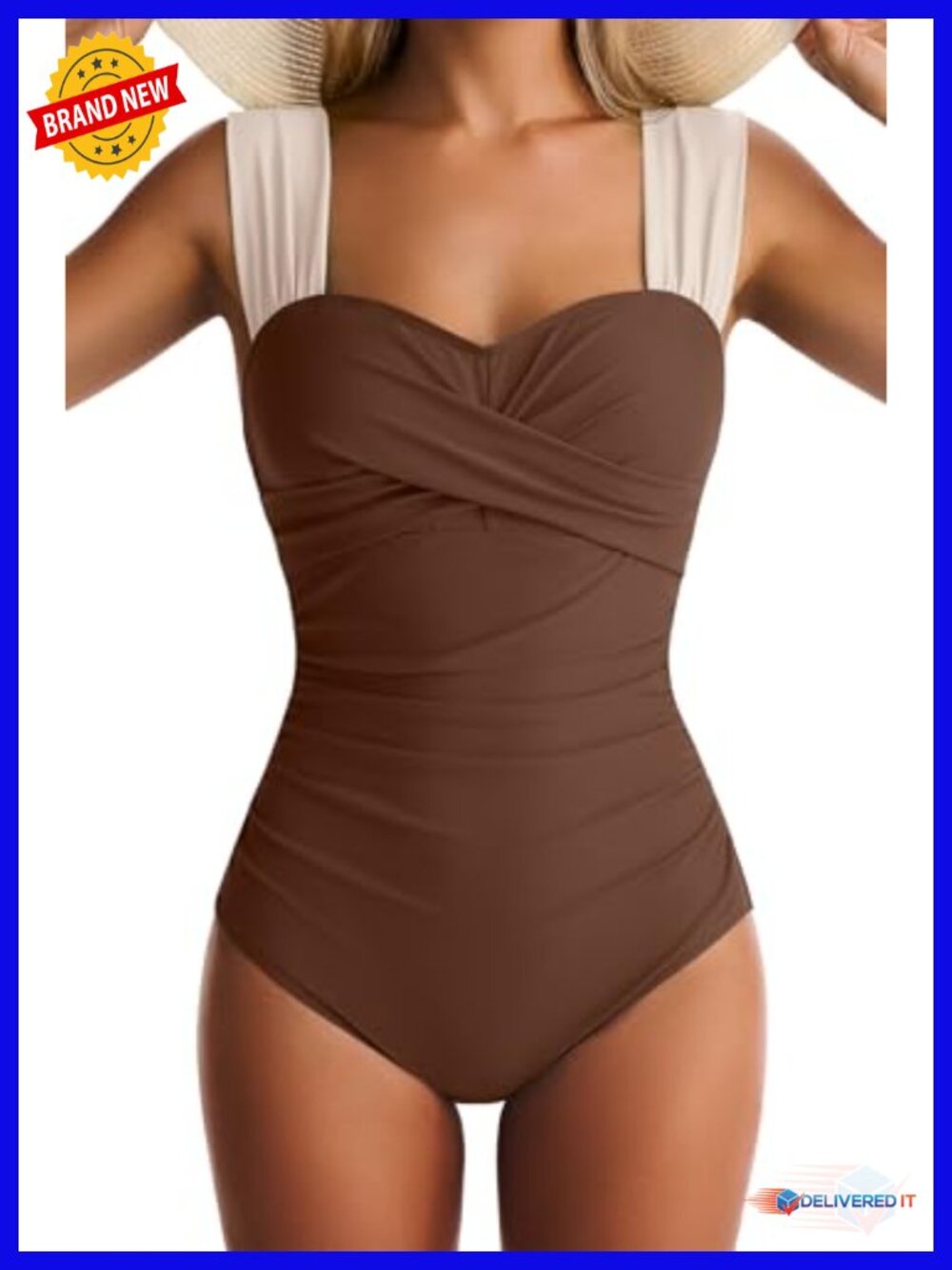 One Piece Swimsuit Tummy Control Full Coverage Square Neck Wide Straps